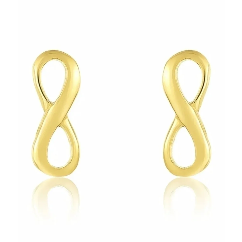14K Gold Sterling Silver Heart, Infinity, & CZ Bar Stud Earrings